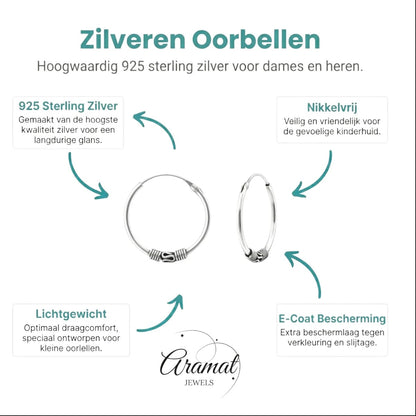 Aramat Jewels 20mm oxidized silver Bali hoop earrings with intricate detailing, lightweight and nickel-free.