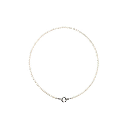 Aramat Jewels women's necklace with small white pearls and a silver clasp, 42cm length.