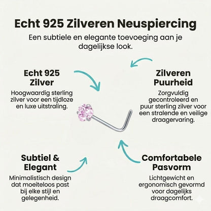 Aramat Jewels silver-tone steel nose piercing with a pink heart-shaped cubic zirconia.