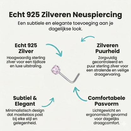 Aramat Jewels silver-tone steel L-shaped nose stud with a round pink cubic zirconia.