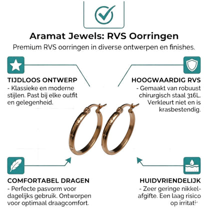 Aramat Jewels rose gold stainless steel hoop earrings with anchor motif, 20mm diameter.