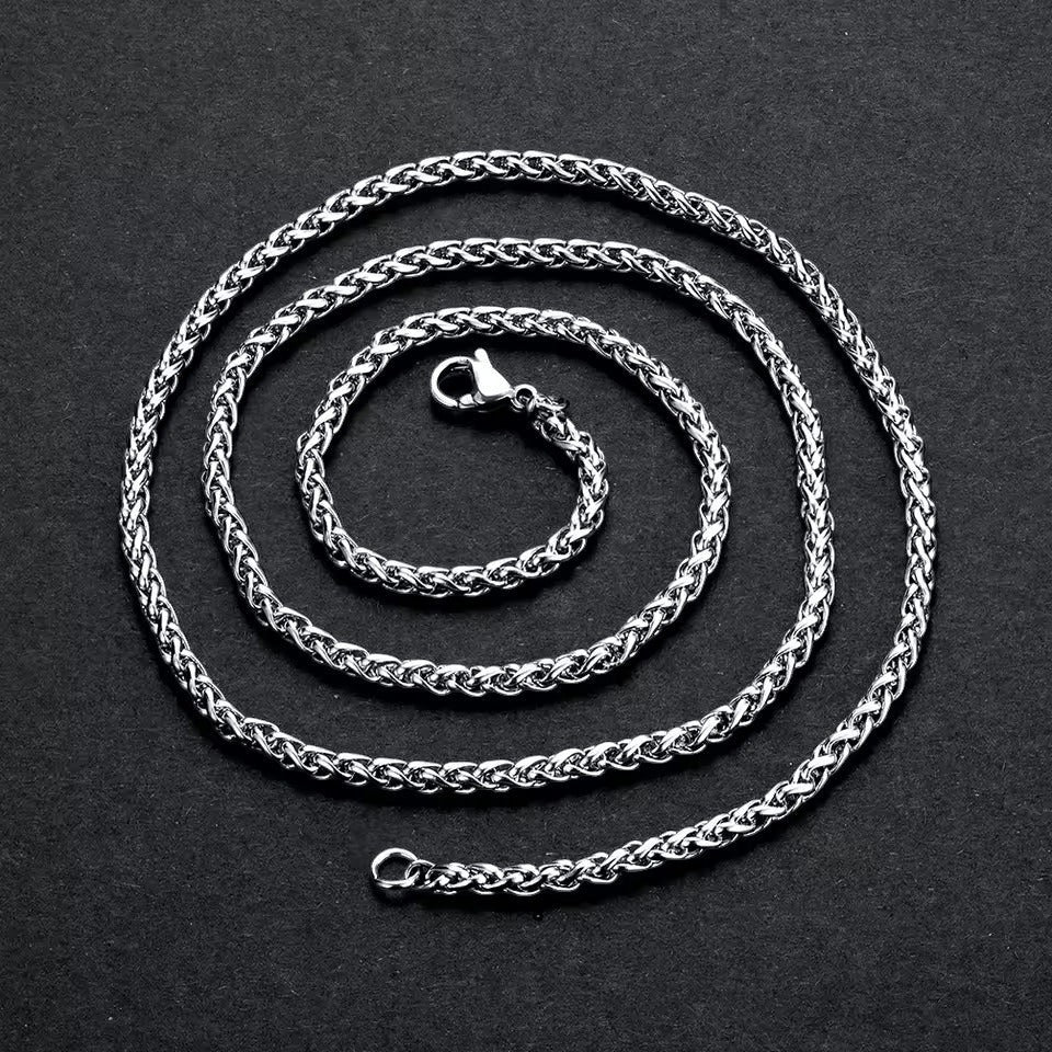 Aramat Jewels zilverkleurige RVS vossenstaart ketting van 70 cm lang en 5 mm breed met een stoere, soepele schakel.