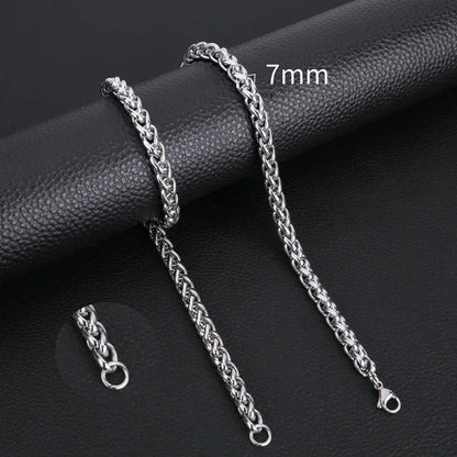 Aramat Jewels zilverkleurige RVS vossenstaart ketting van 60 cm lang en 7 mm breed met een robuust schakeldesign.