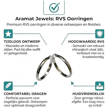 Aramat Jewels silver-tone stainless steel hoop earrings with anchor motif, 35mm diameter.