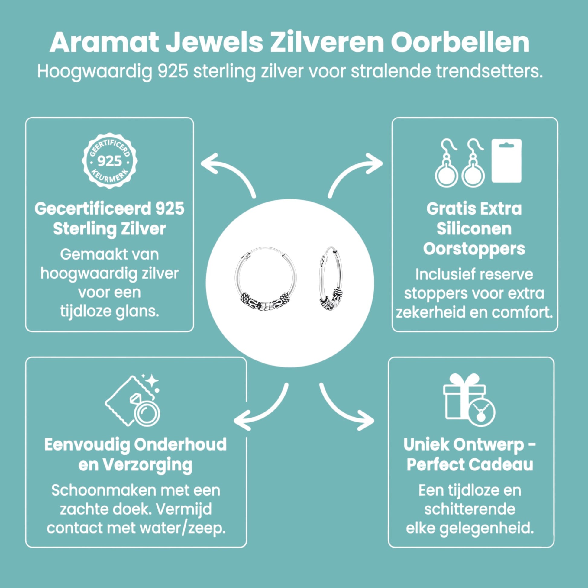 Aramat Jewels thin 16mm silver Bali hoop earrings with intricate braided detail, perfect for boho style.