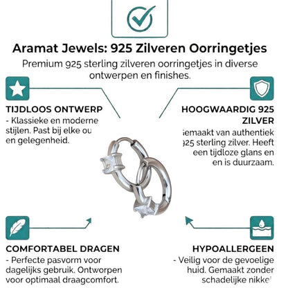 Aramat Jewels silver-tone stainless steel hoop earrings with square clear cubic zirconia stones.