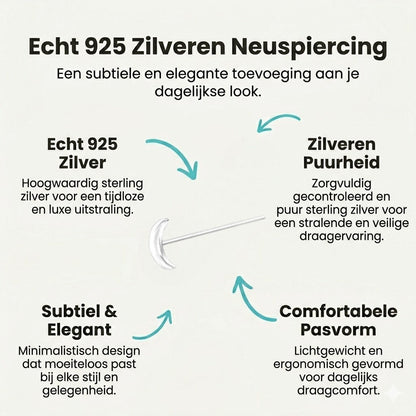 Aramat Jewels sterling silver nose stud with a small crescent moon charm.