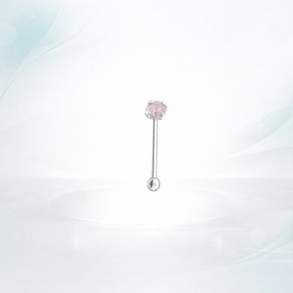 Aramat Jewels silver nose piercing with a small pink opal stone and a ball end.