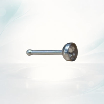 Aramat Jewels silver stainless steel nose stud with a 2mm clear crystal stone, straight design.