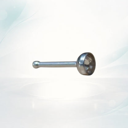 Aramat Jewels silver stainless steel nose stud with a 2mm clear crystal stone, straight design.