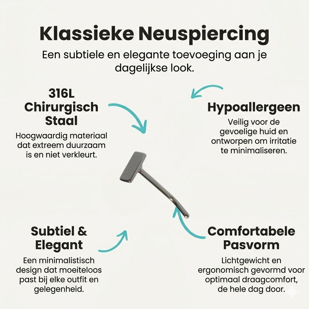 Aramat Jewels silver-tone steel curved nose piercing with a 4mm rectangular end.