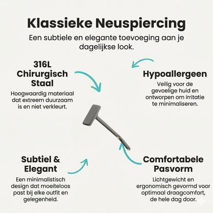 Aramat Jewels silver-tone steel curved nose piercing with a 4mm rectangular end.