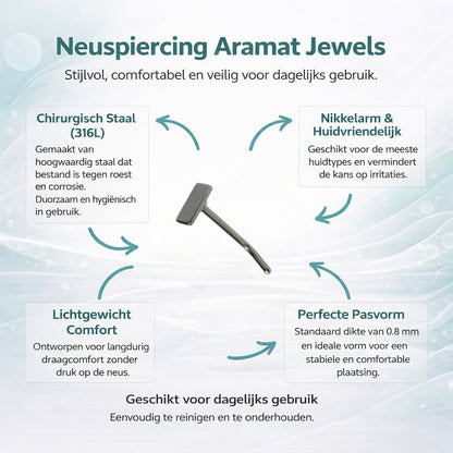 Aramat Jewels silver-tone steel curved nose piercing with a 4mm rectangular top.