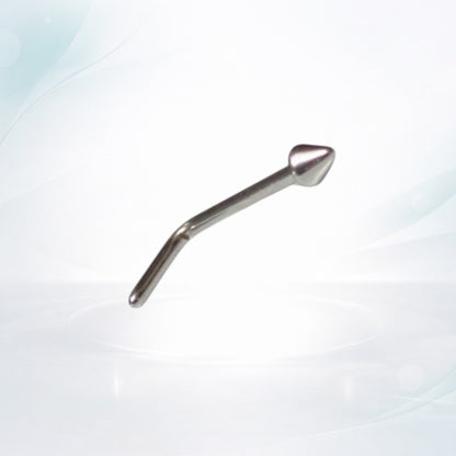 Aramat Jewels silver-tone steel L-shaped nose stud with a 2mm spike.