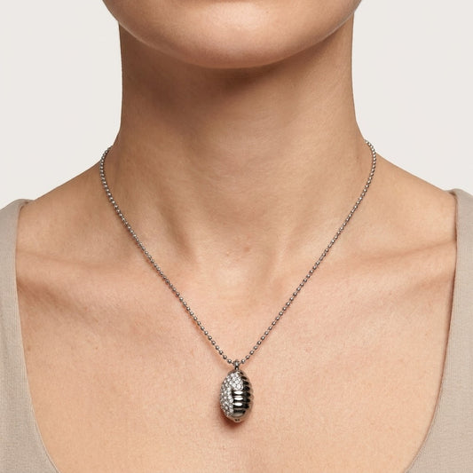 Aramat Jewels stalen ashanger met transparante kristallen, 3,2cm. Elegant assieraad met schroefsluiting.