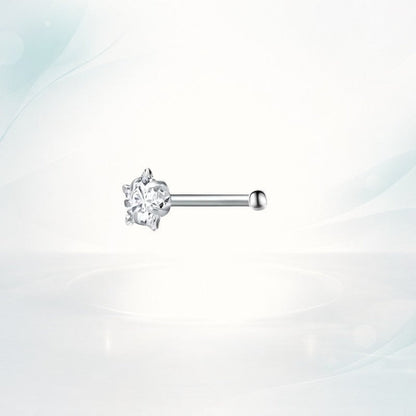 Aramat Jewels stalen neuspiercing met een schitterende transparante zirkonia in stervorm en een recht staafje.