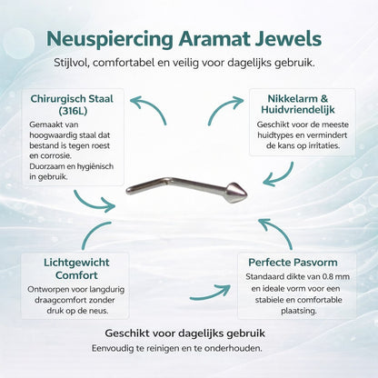 Aramat Jewels silver-tone steel L-shaped nose piercing with a 2mm spike.