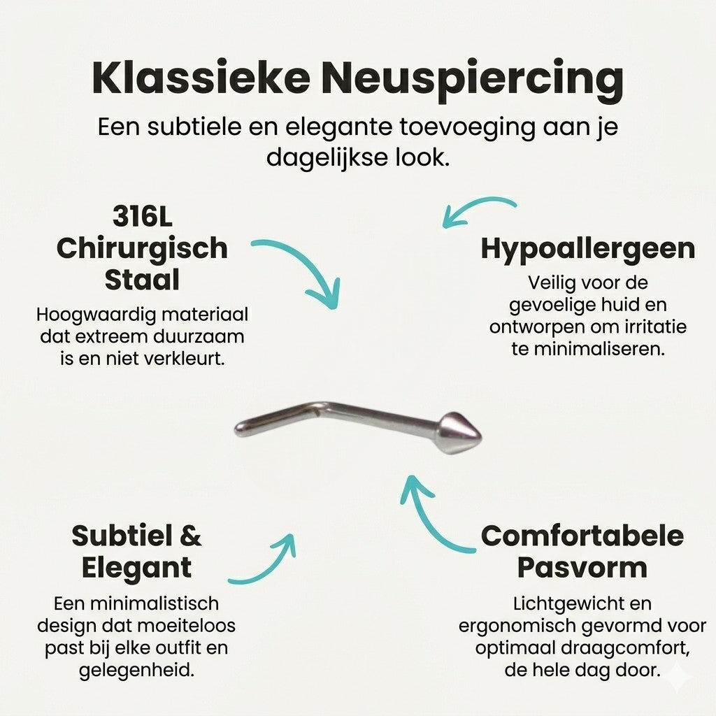 Aramat Jewels silver-tone steel L-shaped nose stud with a 2mm spike.