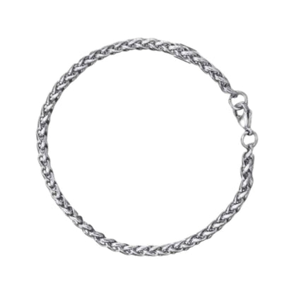 Aramat Jewels zilverkleurige vossenstaart armband van RVS, 4mm breed, stijlvol en hypoallergeen ontwerp.