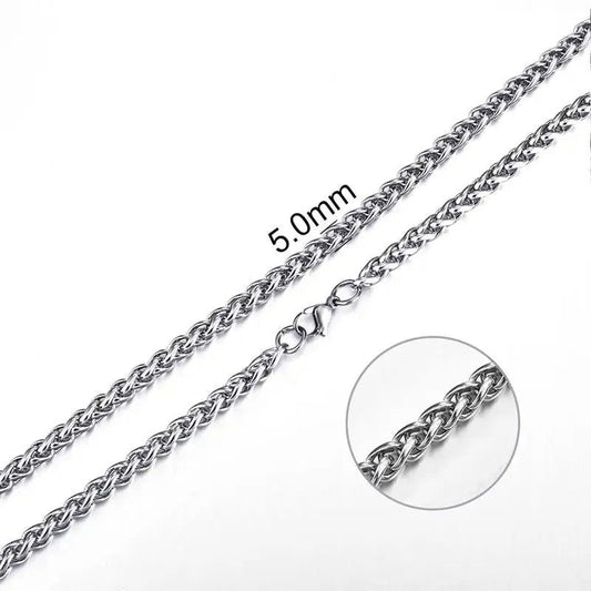Aramat Jewels zilverkleurige vossenstaart ketting van 70 cm en 5 mm breed, gemaakt van duurzaam roestvrij staal.