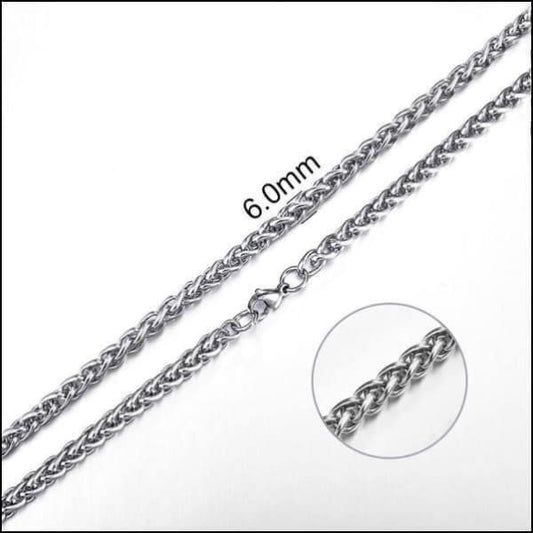 Aramat Jewels zilverkleurige vossenstaart halsketting van 60 cm lang en 6 mm breed, gemaakt van robuust RVS.