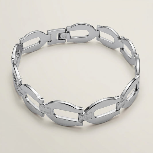 Aramat Jewels zilverkleurige stalen schakelarmband voor heren, 22cm lang en 14mm breed.