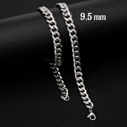 Aramat Jewels zilverkleurige gourmet schakelketting van RVS met een breedte van 9,5 mm en een stevige karabijnsluiting.