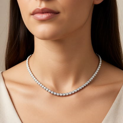 Zilverkleurige Stalen Zirkonia Ketting – Klassieke Dames Collier 4mm