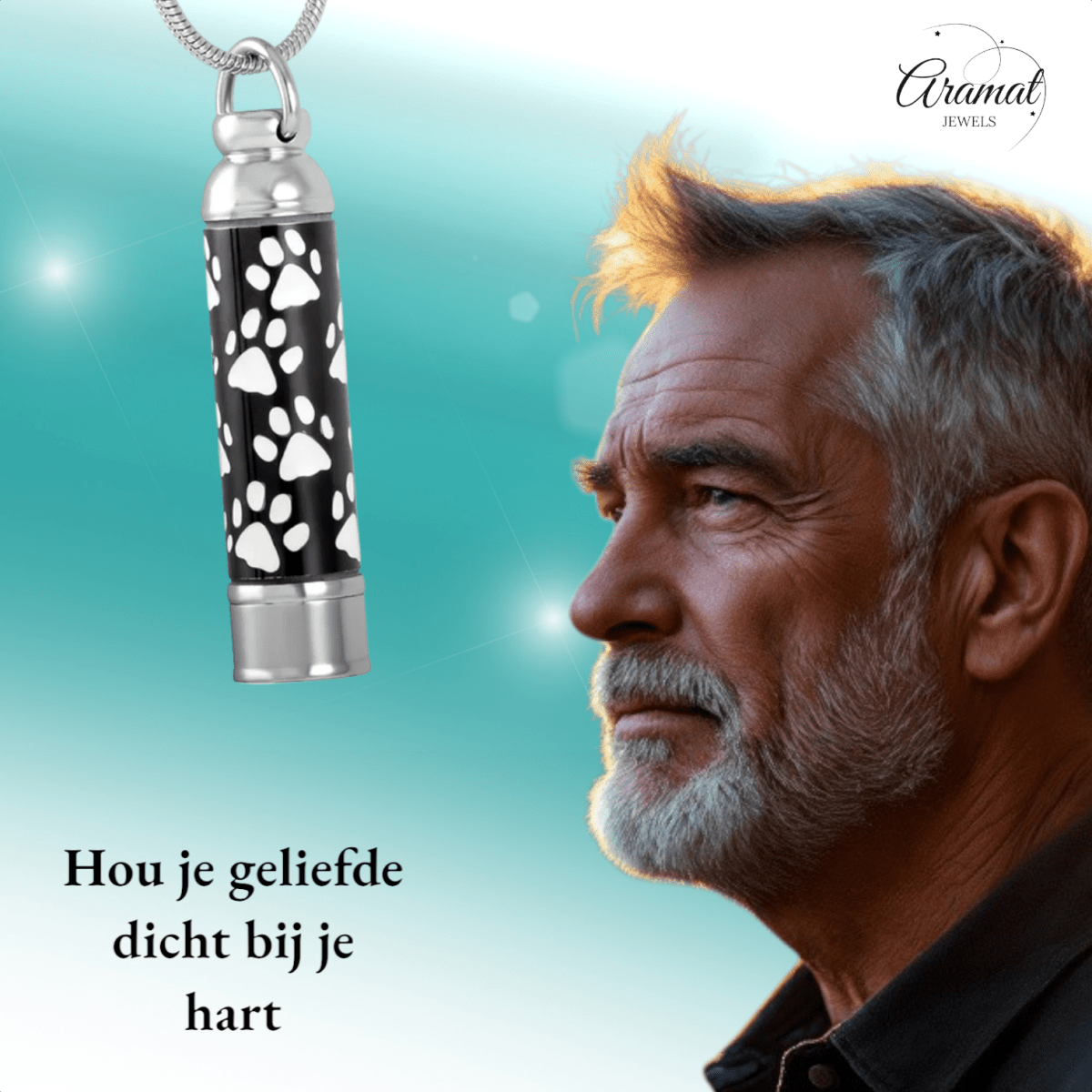 Ashanger buis met dierenpootjes – dierbare herinnering - Aramat Jewels - Gedenkhangers - cadeautip