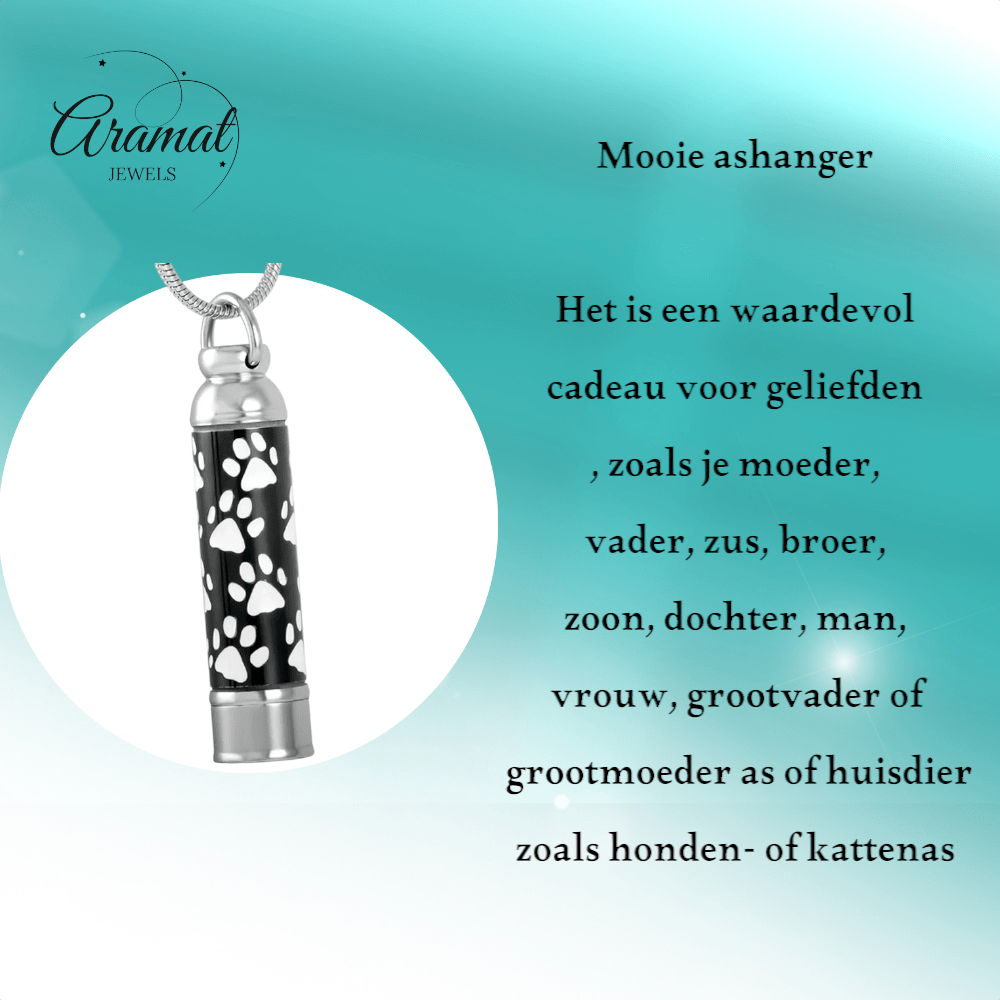 Ashanger buis met dierenpootjes – dierbare herinnering - Aramat Jewels - Gedenkhangers - cadeautip
