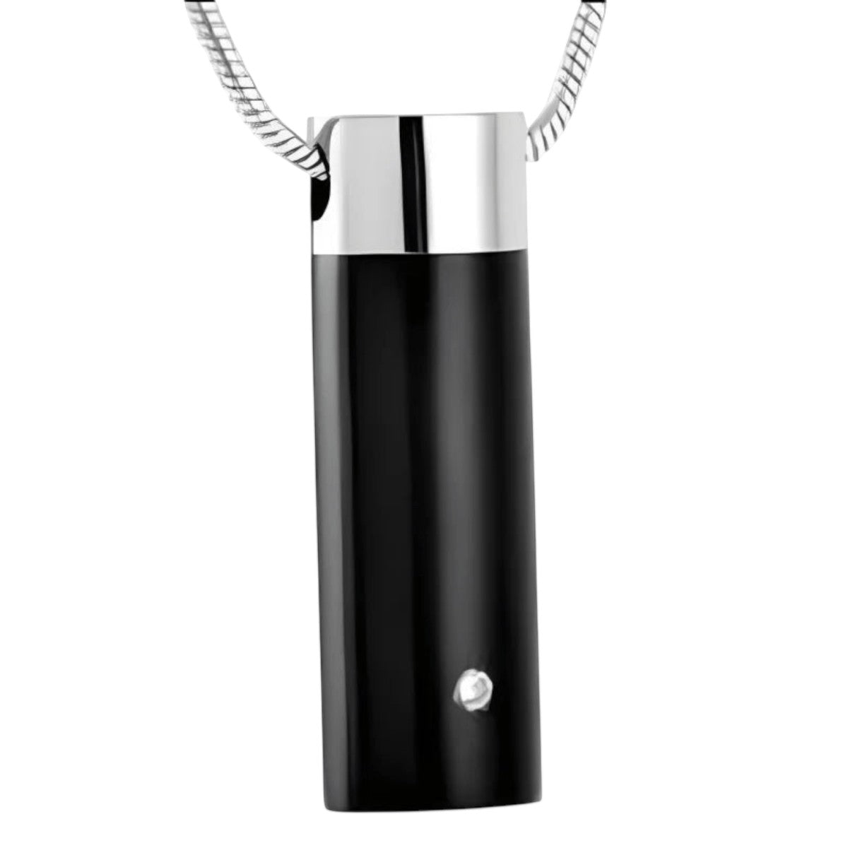 Ashanger buis zilver - zwart met zirkonia RVS - Aramat Jewels - Gedenkhangers - cadeautip