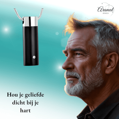Ashanger buis zilver - zwart met zirkonia RVS - Aramat Jewels - Gedenkhangers - cadeautip
