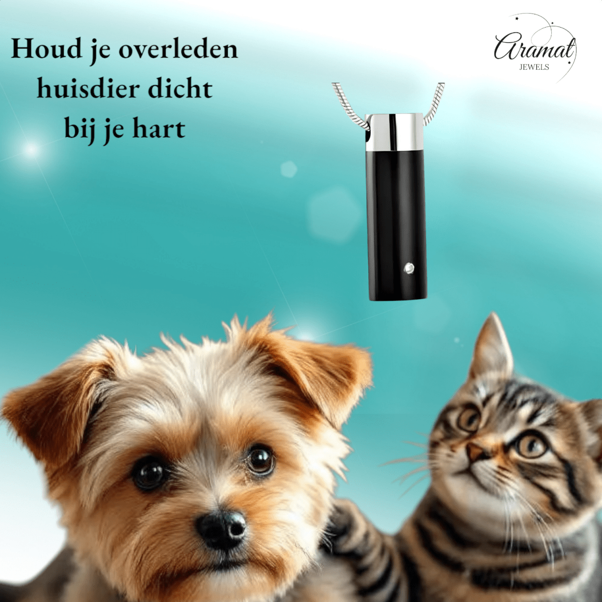 Ashanger buis zilver - zwart met zirkonia RVS - Aramat Jewels - Gedenkhangers - cadeautip