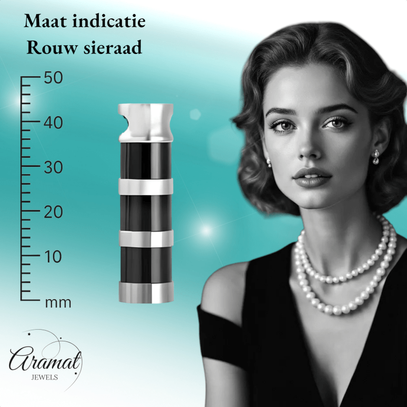 Ashanger Cilinder - RVS met Zwart - Zilveren Strepen - hang428 - Gedenkhangers kopen# - alles - ashangers - Assieraad