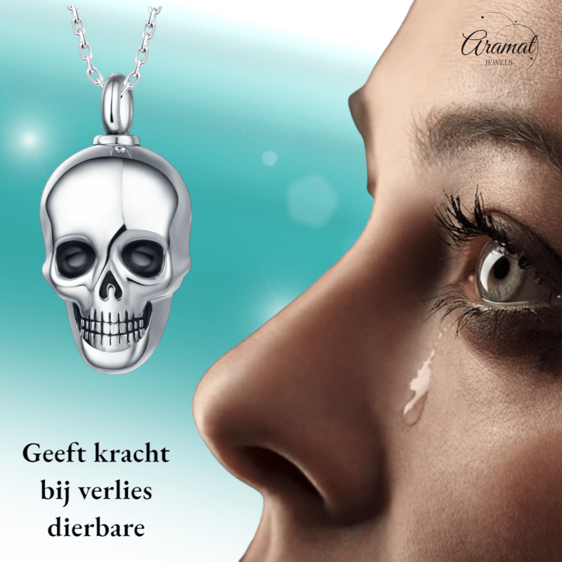 Ashanger Doodshoofd - Zilverkleurig RVS - 30x20 mm - hang1359 - Gedenkhangers kopen# - 30mm - alles - ashangers