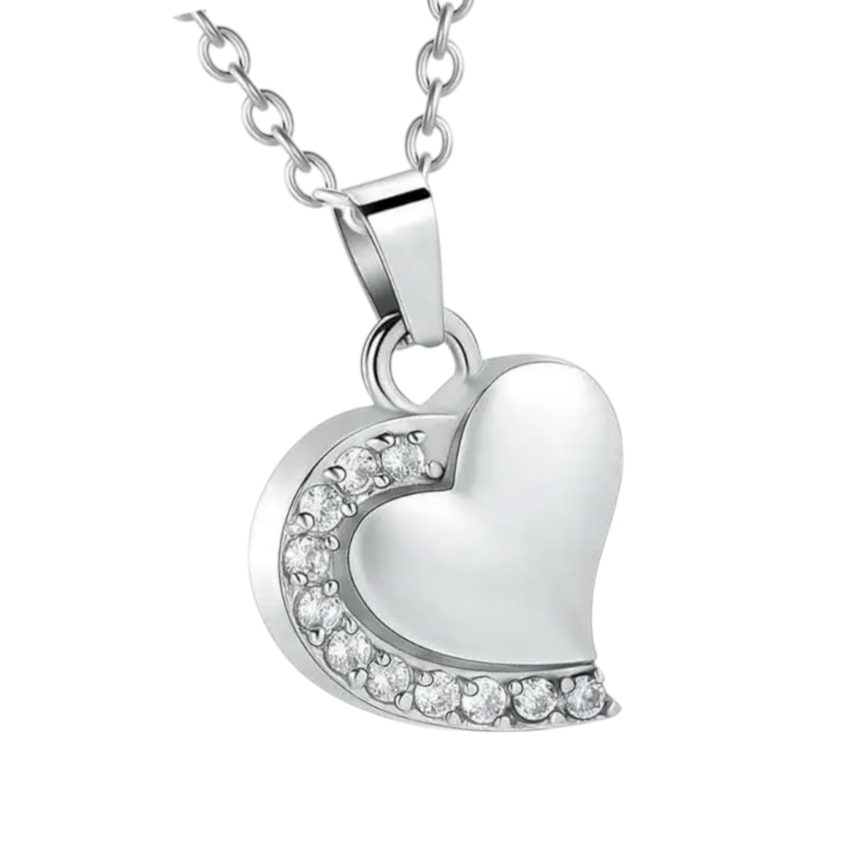 Ashanger hartje staal met zirkonia 24x19mm - Aramat Jewels - Gedenkhangers - cadeautip