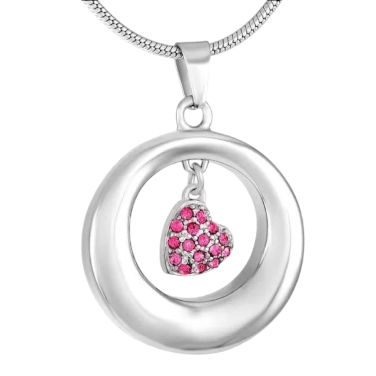 Ashanger open cirkel met roze kristal hart - Aramat Jewels - Gedenkhangers - cadeautip
