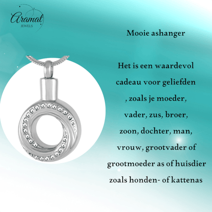 Ashanger Open Cirkel - Zilverkleurig RVS - 30x20 mm - hang1358 - 9228 - Gedenkhangers kopen# - 30mm - alles - ashangers