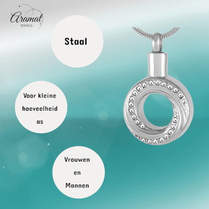 Ashanger Open Cirkel - Zilverkleurig RVS - 30x20 mm - hang1358 - 9228 - Gedenkhangers kopen# - 30mm - alles - ashangers