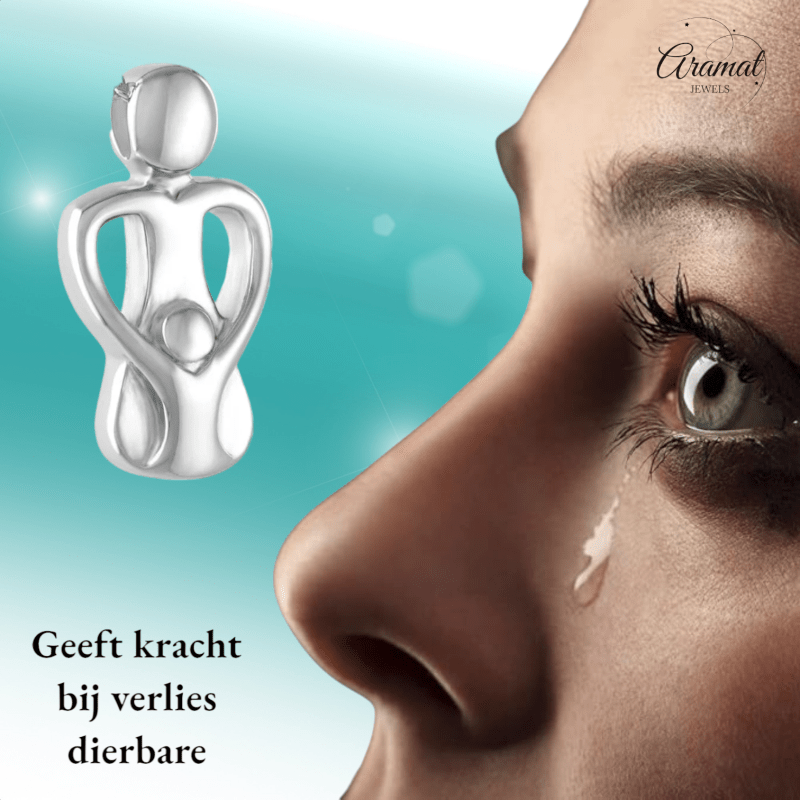 Ashanger Ouder met Kindje - Zilverkleurig RVS - hang1326 - 9828 - Gedenkhangers kopen# - 30mm - alles - ashangers