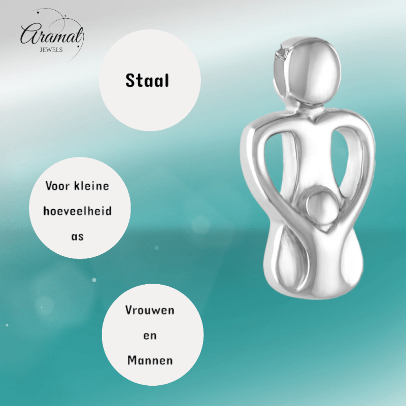 Ashanger Ouder met Kindje - Zilverkleurig RVS - hang1326 - 9828 - Gedenkhangers kopen# - 30mm - alles - ashangers