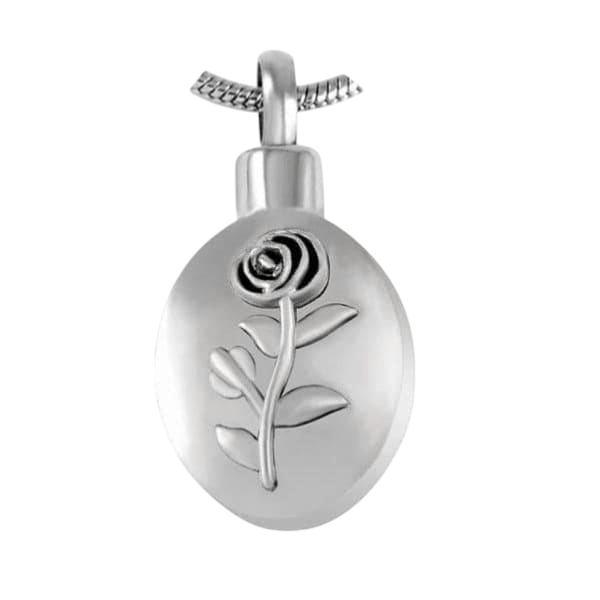 Ashanger Ovaal met Roos - Zilverkleurig RVS - hang566 - Gedenkhangers kopen# - 30mm - alles - ashangers