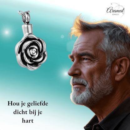 Ashanger roos zilverkleurig – gedenksieraad RVS - Aramat Jewels - Gedenkhangers - cadeautip