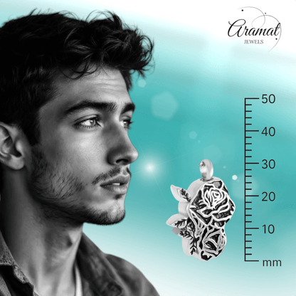 Ashanger Roos - Zilverkleurig RVS - 30x20 mm - hang533 - 9334 - Gedenkhangers kopen# - 30mm - alles - ashangers