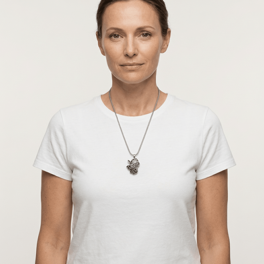 Ashanger Roos - Zilverkleurig RVS - 30x20 mm - Aramat Jewels - Gedenkhangers - cadeautip