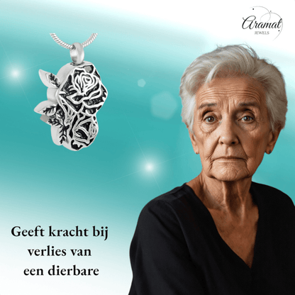 Ashanger Roos - Zilverkleurig RVS - 30x20 mm - hang533 - 9334 - Gedenkhangers kopen# - 30mm - alles - ashangers