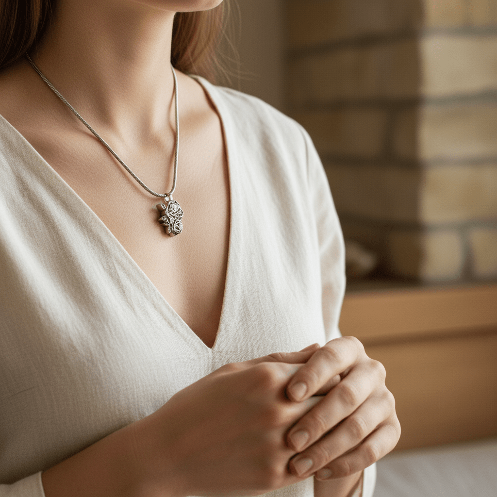 Ashanger Roos - Zilverkleurig RVS - 30x20 mm - Aramat Jewels - Gedenkhangers - cadeautip