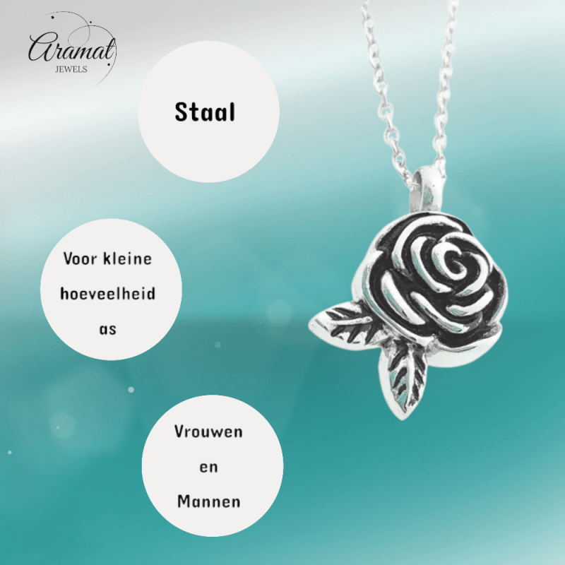 Ashanger Roosvormig met Twee Blaadjes - Zilverkleurig RVS - hang569 - Gedenkhangers kopen# - 28mm - alles - ashangers