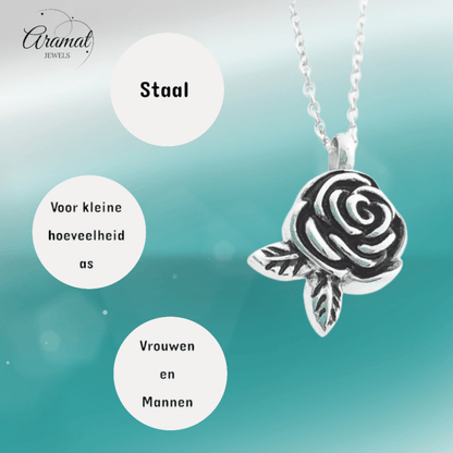 Ashanger Roosvormig met Twee Blaadjes - Zilverkleurig RVS - hang569 - Gedenkhangers kopen# - 28mm - alles - ashangers