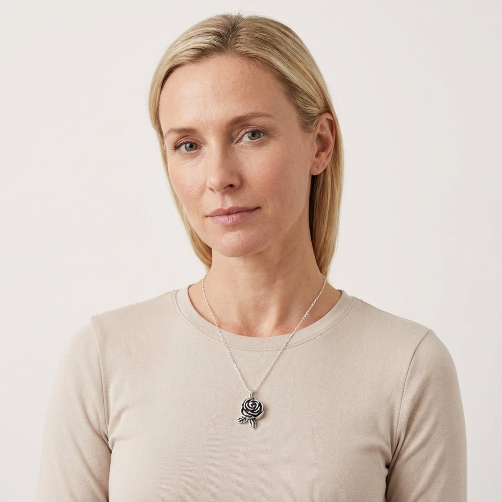 Ashanger Roosvormig met Twee Blaadjes - Zilverkleurig RVS - Aramat Jewels - Gedenkhangers - cadeautip